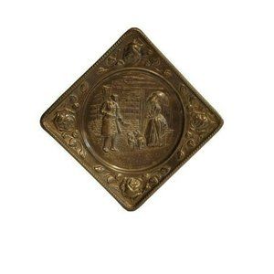 Vintage ELPEC Square Brass Colonial Style Wall Hanging